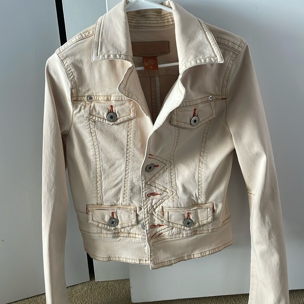 Beige/cream colored soft denim jacket, like new